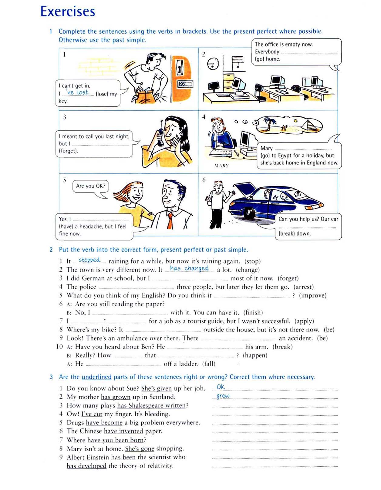 Exercises-present perfect and past 1