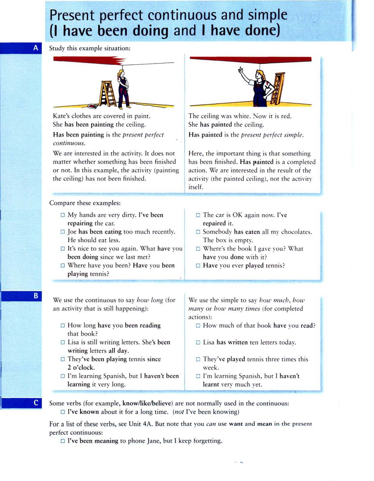 present perfect continoussimple